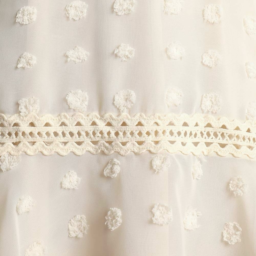 Lulus Might Be Magic Ivory Clip Dot Lace Long Sleeve Ruffle Mini Dress Small NWT - Picture 11 of 12